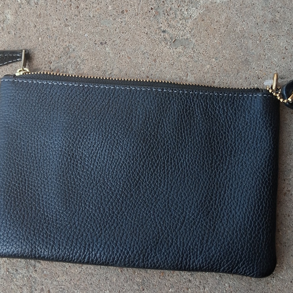 Womens Coach Black Pebbled Leather Wristlet - Picture 5 of 5